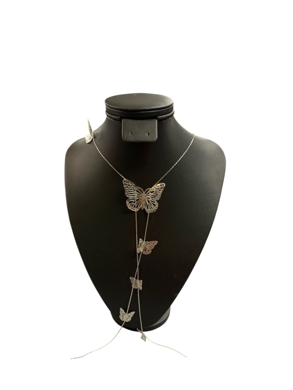 Delicate Silver Butterfly Lariat Necklace - Women Jewelry